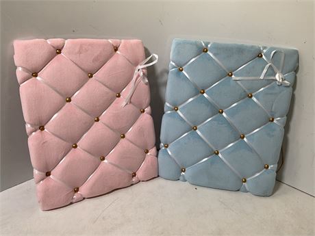 pink and blue pictures and memo boards perfect for baby showers
