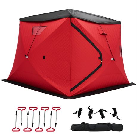 Albott Insulated Pop-Up Ice Fishing Tent, 70/122/177 Sq.Ft Fishable Area, 4–10