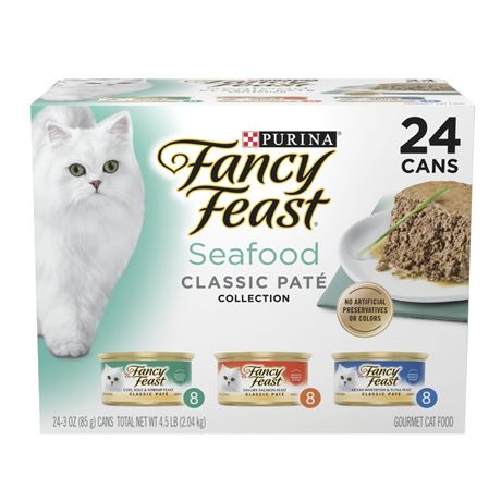 Purina Fancy Feast Classic Pate Kitten Food, Wet Cat Food, Seafood, 3 oz Cans