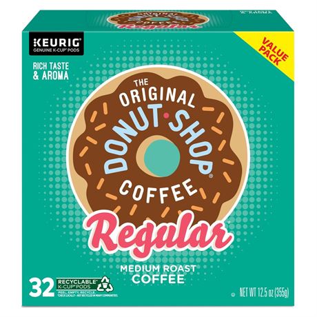 The Original Donut Shop, Regular Medium Roast K-Cup Coffee Pods, 32 Count