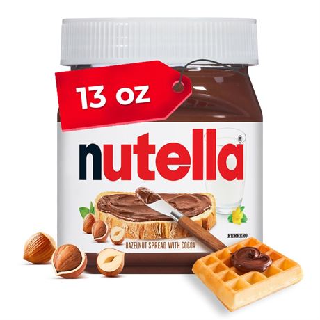 Nutella Hazelnut Spread with Cocoa for Breakfast, 13 oz Jar 13 Ounce (Pack of 1)