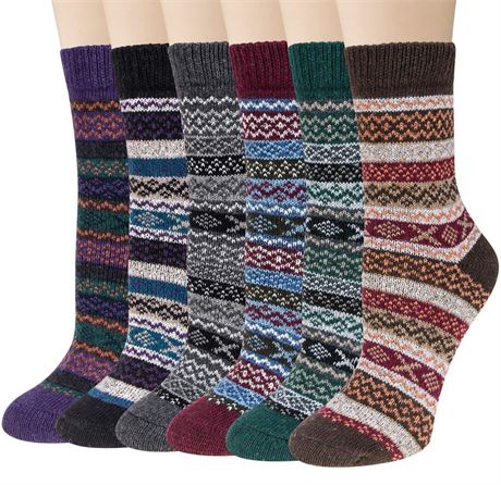 OFFSITE Loritta Pack of 5 Womens Winter Socks Warm Thick Knit Wool Soft Vintage