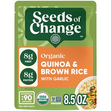 SEEDS OF CHANGE Organic Quinoa & Brown Rice with Garlic, Organic Food, 8.5 OZ