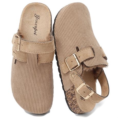 YorFotMae Suede Clogs for Women Faux Leather Fur lining Mules with Back Strap