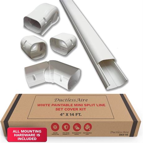 DuctlessAire White Paintable Mini Split Line Set Cover Kit - Cover for Ductless