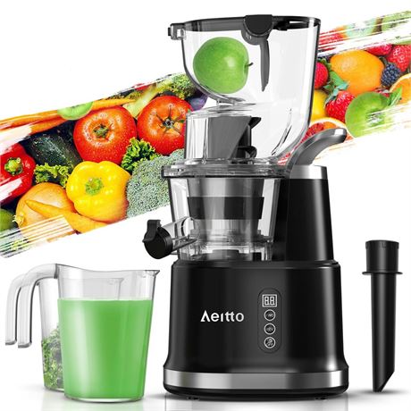 Aeitto Cold Press Juicer, Juicer Machines with 3.3" Large Feed Chute,Large