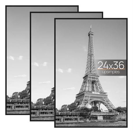 upsimples 24x36 Poster Frame Black 3 Pack, Picture Frames 24 x 36 for