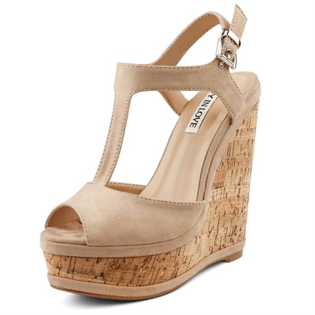 JOY IN LOVE Women's Wedges Sandals Platform Buckle Shoes