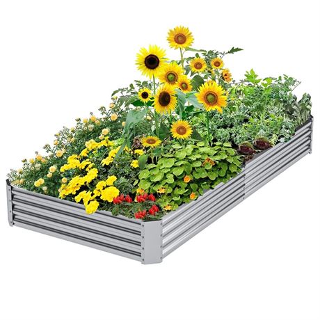 Galvanized Raised Garden Bed,Planter Boxes Outdoor,Large Metal Garden Bed