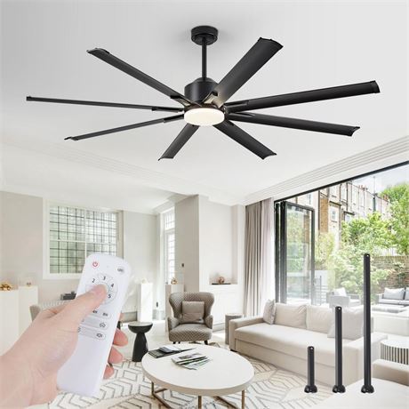 72 inch Aluminium Blade Ceiling Fans with Lights and Remote, Outdoor Ceiling