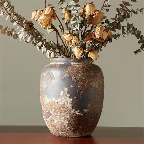 Rustic Vase for Home Decor, Farmhouse Terracotta Vases, Stone Vases, Large