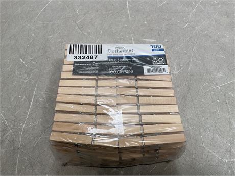 Mainstays Wooden Moisture‑Resistant Clothespins, Natural Wood, 100‑Count