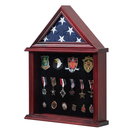 Solid Wood Flag Display Case Military Shadow Box Fit a Folded 3'x5' Flag for