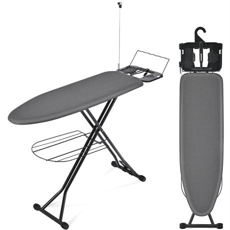 APEXCHASER Ironing Board, Iron Board with Bottom Storage Tray, Heat & Scorch