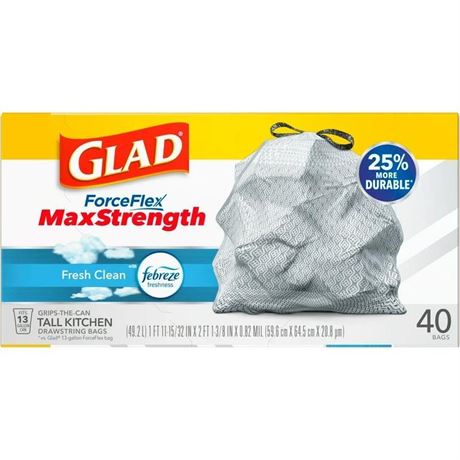 OFFSITE Glad ForceFlex MaxStrength Tall Kitchen Drawstring Trash Bags  13