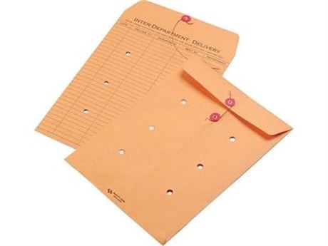 Quality Park Brown Kraft String & Button Interoffice Envelope 9 X 12 100/Carton