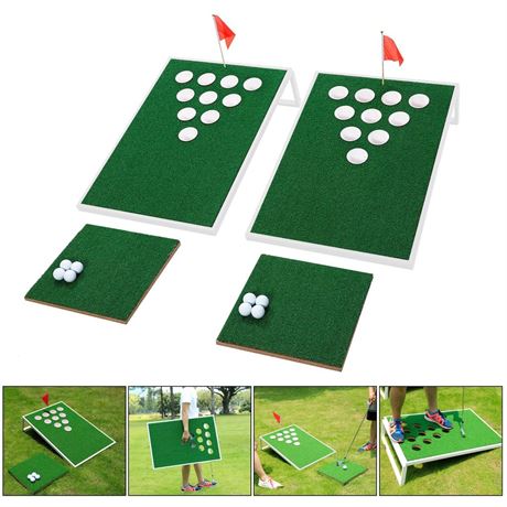 Golf Cornhole Game Set Combined Pong Game, Chipping Yard Game Boards with