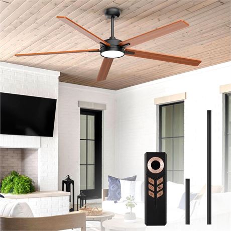 Skylike 72 Inch Wooden Ceiling Fans with Lights Led Remote Control Flush Mount