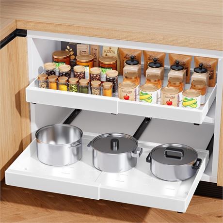 Pull out Cabinet Organizer 21" Deep Heavy Duty Expandable(12.6"-19.7") Slide