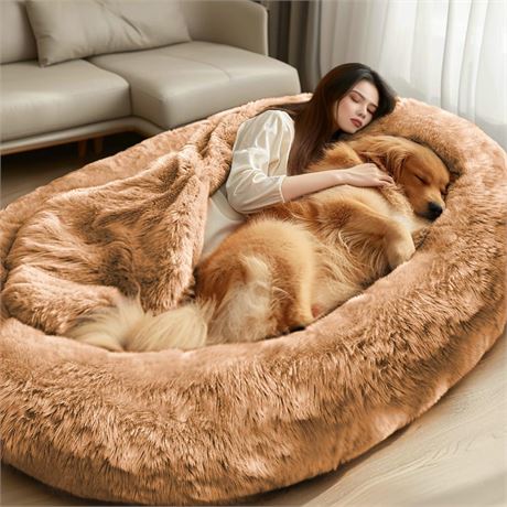 Human Sized Dog Bed, Dog Bed for Humans, Giant Dog Bed with Washable Fluffy