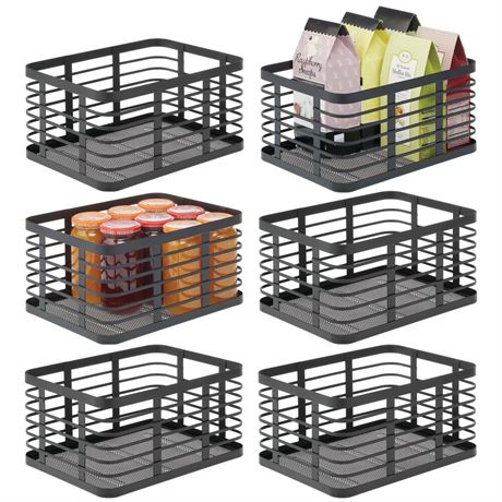 MDesign Flat Wire Metal Basket for Kitchen Organization - 12  Wide Food