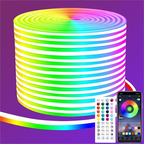 50ft RGB LED neon Rope Lights LED neon Lights with Remote Control/APP Control