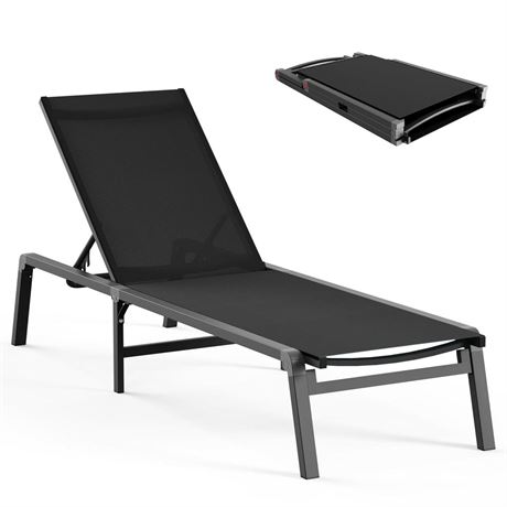 Ciokea Aluminum Chaise Lounge Ourdoor - Foldable & Assemble Free Outdoor Lounge