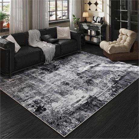 6x9 Rug Washable Bedroom Rug Large Soft Area Rug Abstract Pattern Non-Slip Faux