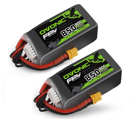 OVONIC 80C 4S 850mAh Lipo Battery 14.8V with XT30 Plug for Cinewhoops 2pcs