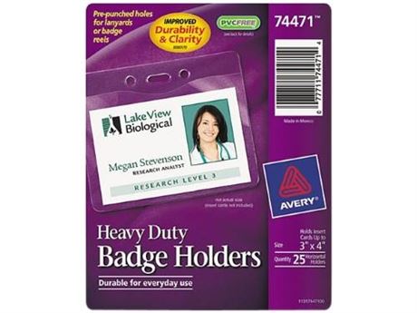 (12 Packs) Avery Secure Top Heavy-Duty Badge Holders Horizontal 4w X 3h Clear