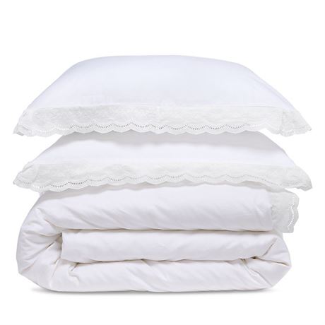Aqua Lace Egyptian Cotton Duvet Set, King - Exclusive