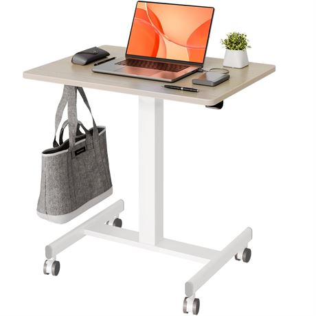 Claiks Mobile Standing Desk, Small Rolling Standing Desk with Wheels, Pneumatic