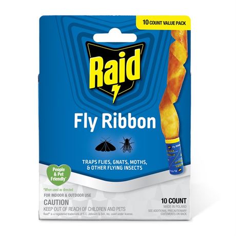 Raid® Fly Ribbons, Fly Traps, Effective for Kitchen & Food Prep Areas, Paper,