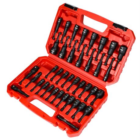 AMM 39PCS Magnetic Nut Driver Set for Impact Drill, Includes Metric & SAE