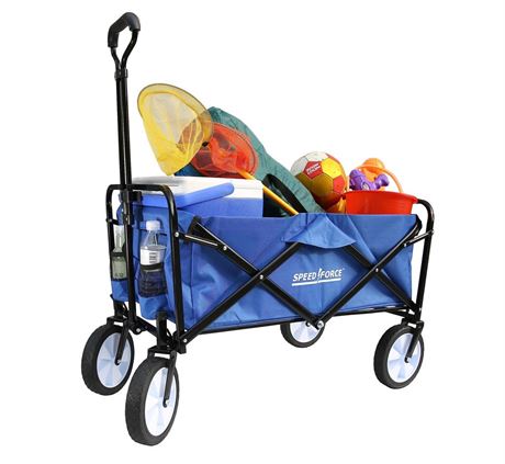 SPEEDFORCE Collapsible Folding Wagon, Utility Beach Wagon Cart, Side Pockets