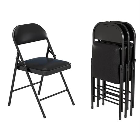 4 Pack Folding Chairs with Padded Cushion & Back, Padded Folding Chairs for