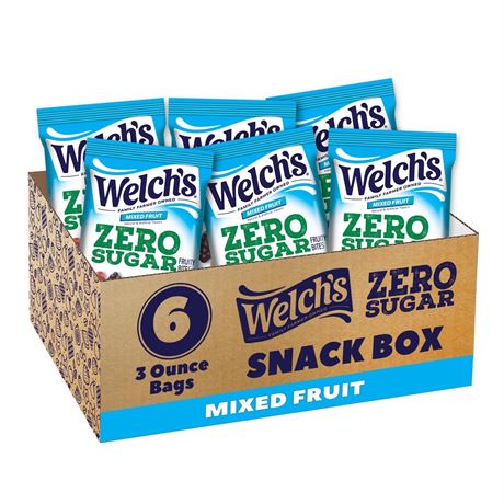 Welch's Zero Sugar Fruity Bites, Mixed Fruit Snack Box, Gluten Free & Sugar
