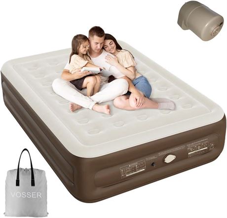 Queen Air Mattress with Built-in Pump,18'' Self Inflatable Mattress with