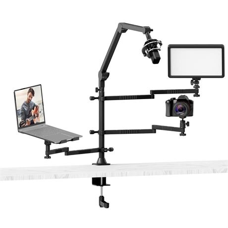 VIJIM LS21 Desktop Live Stand Set, Flexible Camera Desk Multi Mount Microphone