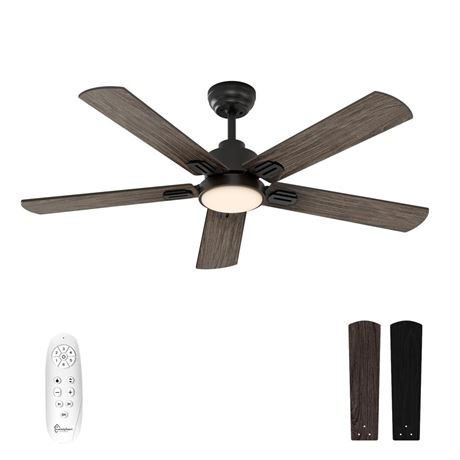 warmiplanet 52 Inch Indoor Ceiling Fans with Lights and Remote Control, DC