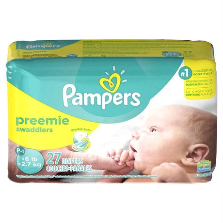 Pampers Swaddlers Active Baby Diapers Jumbo Pack - Size Preemie - 27ct