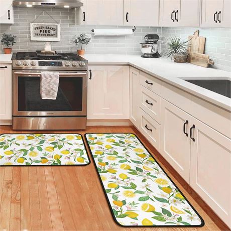 Lemon Kitchen Rugs and Mats Non Skid Washable Absorbent Microfiber Kitchen Mat