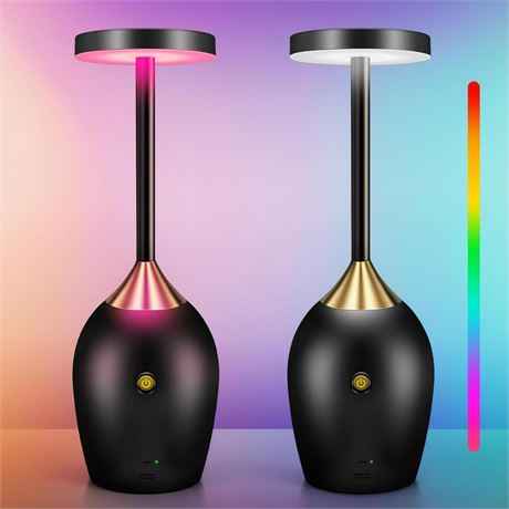 OFFSITE 2 Pack Cordless Table Lamp Rechargeable, 10800mAh RGB Battery Operated