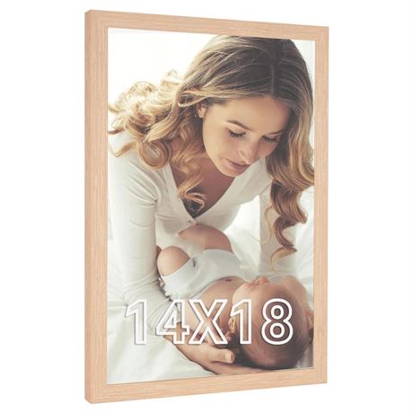 14x18 Frame Natural Woodgrain,Rustic 18x14 Picture Frame Beige, Art Pic Hanging