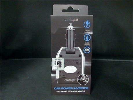PowerXcel 150 Watts Car Power Inverter 2 USB Ports, Rapid Charge, Add Outlet