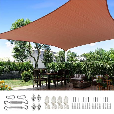 Quictent 20x16ft 185G HDPE Rectangle Sun Shade Sail Canopy 98% UV Block Outdoor