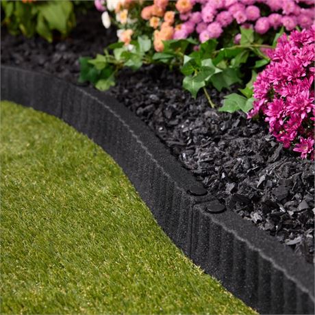 Expert Gardener 2' x 3" Black Recycled Rubber Garden Border Landscape Edging -