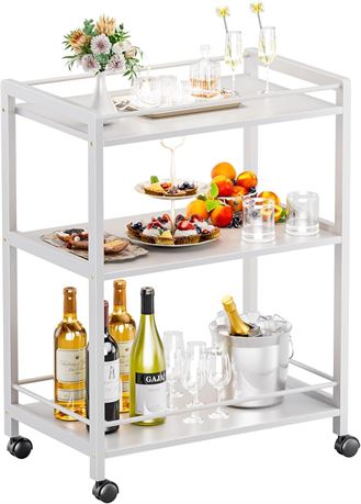 Bar Cart for The Home, Mobile Kitchen Serving Cart with Wheels and Storage, 3