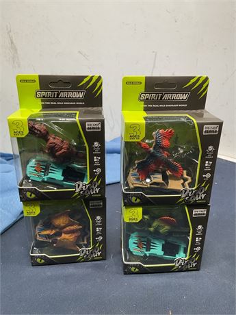 DINOBROS Dinosaur Toy Pull Back Cars 4 Pack Dino Toys for 3 Year Old Boys Girls