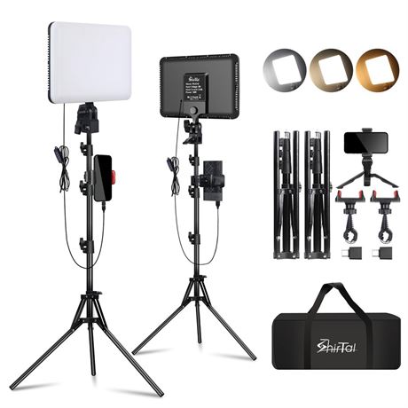 12" LED Video Light Kit,2-Pack Photography Lighting Kit,73" Height 2800-6500K